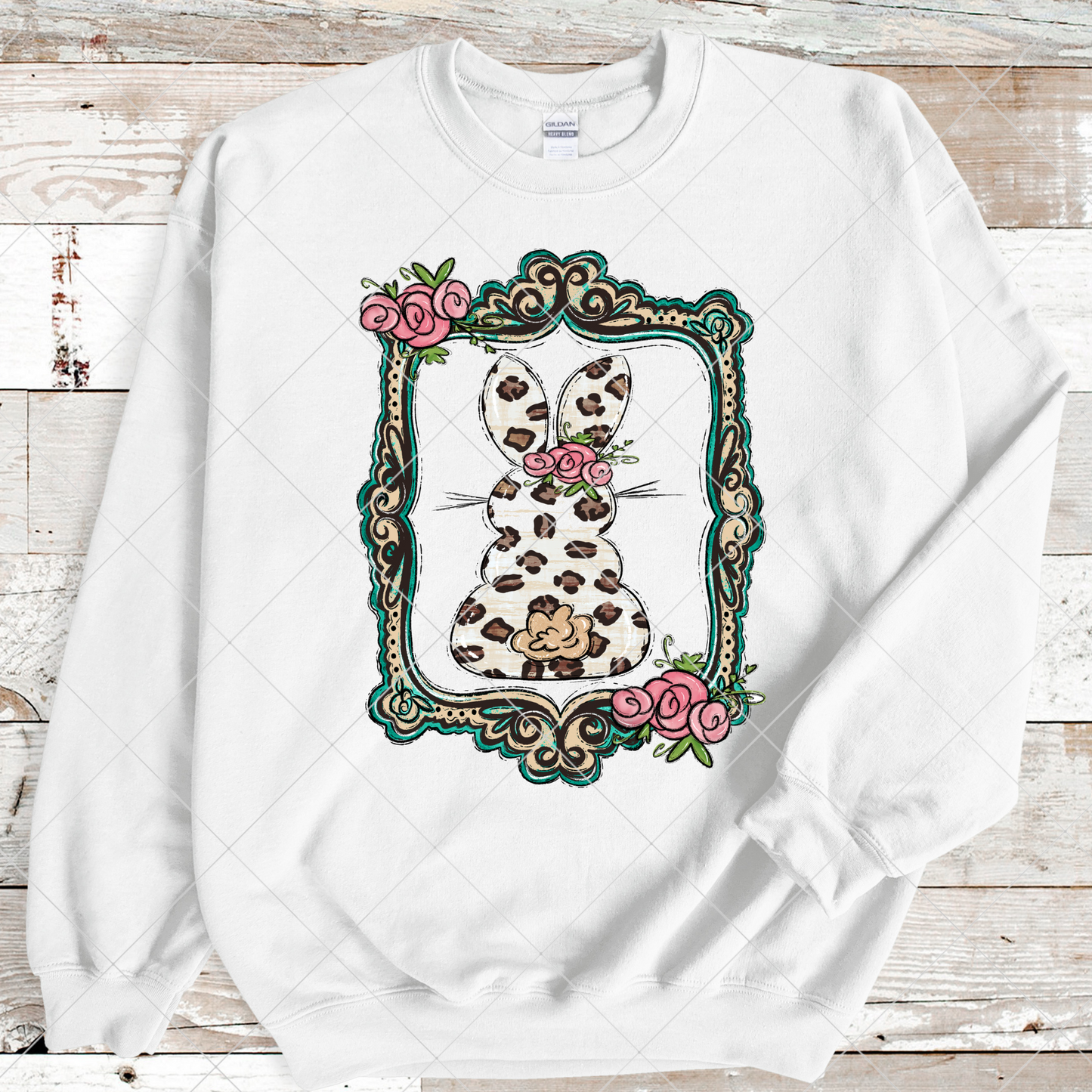 Cute Leopard Print Bunny In Frame | Easter T-Shirt Sublimation Design For Tumbler, Dish Towel |Digital Download PNG | DTF | Sublimation