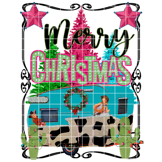 Western Camper | Cowgirl | Holiday T-Shirt PNG | Christmas Camper For Sublimation Or DTF | Shirts, Tumblers, Stickers, Dish Towels | Digital Download
