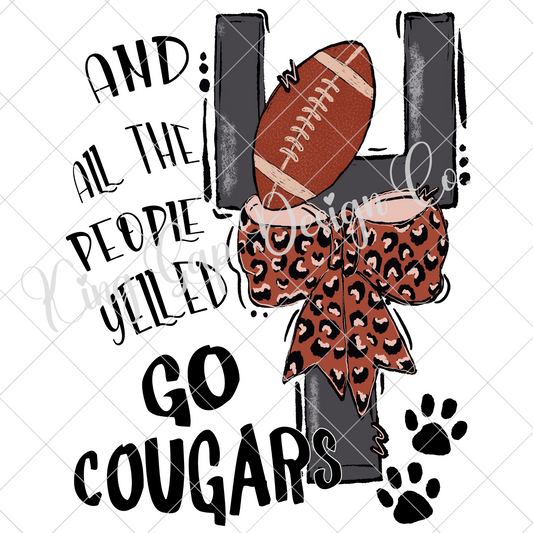 Cougars Football Sublimation | Game Day Shirt For Cougars Fan | Cougars Sticker PNG | Cougars Tumbler Design | Go Cougars | Cougars DTF PNG