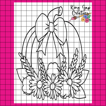 Pumpkin With Cotton Fall Door Hanger Template | Floral Pumpkin With Bow For Fall | Painting Template For Door Hanger Or Canvas Painting | Acrylic Painting For Beginners | Template Video And Instructions Included | Fall Craft Project