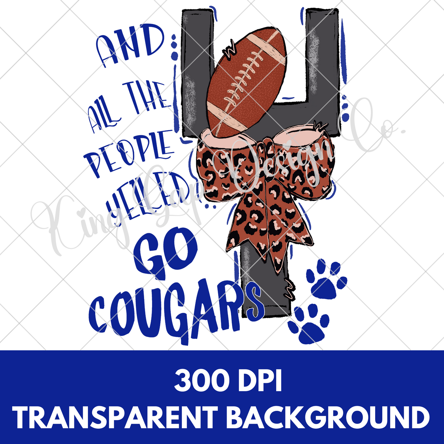 Royal Blue Cougars Football PNG For Sublimation On T-Shirts, Sweatshirts, Tumblers, Mugs Or For  DTF Printing | High Resolution, No Blurring