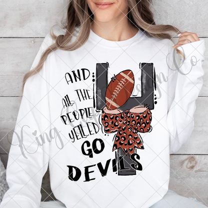 Devils Football Sublimation For T-Shirts And Tumblers| Go Devils|Devils Football Game Day Shirt| Devils High School Football PNG| Devils DTF