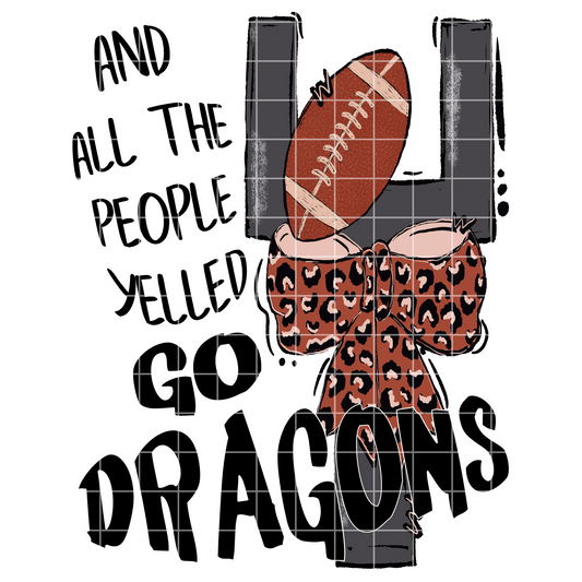 Dragons Football Sublimation PNG For T-Shirts, Mugs, Tumblers | Hand Drawn Original, 300 DPI Image | Dragons Game Day Shirt Design