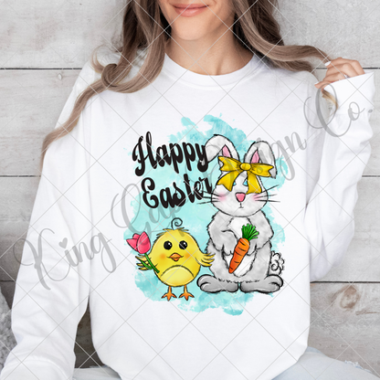 Cute Easter T-Shirt Sublimation Design | Mother Daughter Easter Shirt Design | Easter Shirt PNG With Bunny And Chick | Cute Easter Shirt PNG