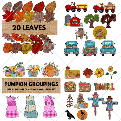 Fall Faves Clipart Bundle | Over 100 Commercially Licensed Images To Use Any Way You Choose | Create Unique Designs Of Your Own Using This Clipart For Use On Both Physical And Digital Products |High Resolution, 300 DPI, Transparent Background Images