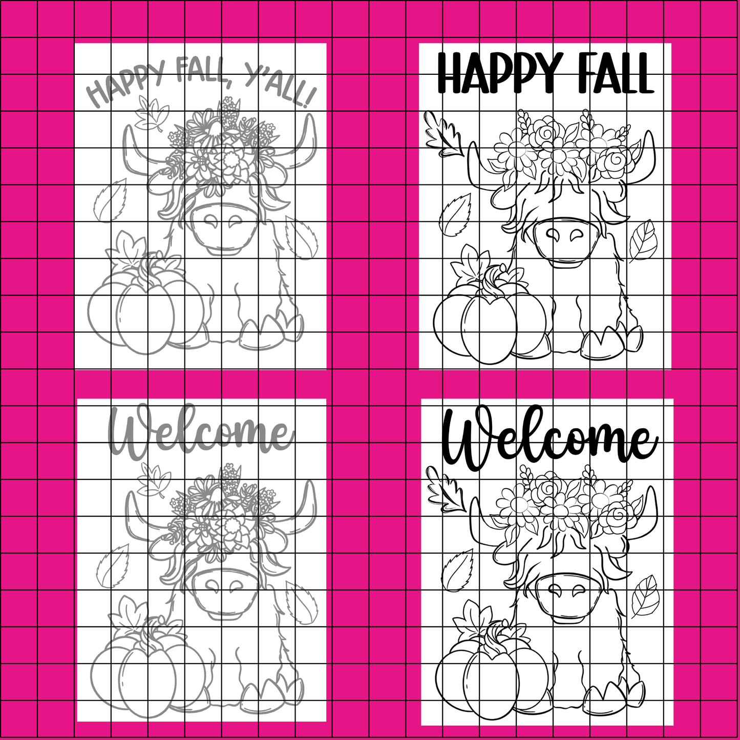 Highland Cow With Pumpkin Painting Template | Tracer For Painting | Acrylic Painting | Paint From Home | Template Video And Instructions Included