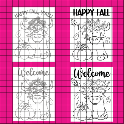 Highland Cow With Pumpkin Painting Template | Tracer For Painting | Acrylic Painting | Paint From Home | Template Video And Instructions Included