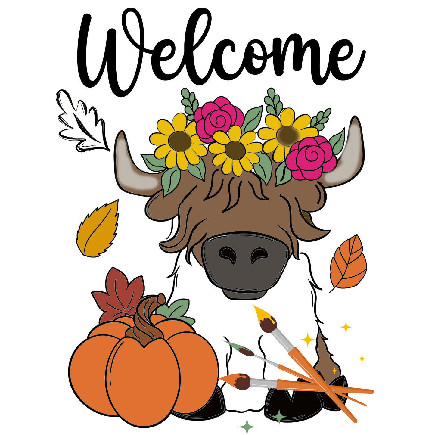 Highland Cow With Pumpkin Painting Template | Tracer For Painting | Acrylic Painting | Paint From Home | Template Video And Instructions Included