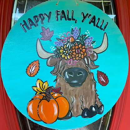 Highland Cow With Pumpkin Painting Template | Tracer For Painting | Acrylic Painting | Paint From Home | Template Video And Instructions Included