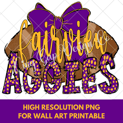 Fairview Aggies Football PNG | Aggies Sublimation | Also Suitable For DTF Transfers, Stickers, Tumblers, Mugs, T-Shirts | High Resolution