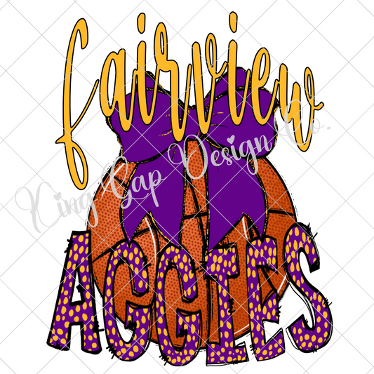 Fairview Aggies Basketball Sublimation PNG For Making T-Shirts, Tumblers, Mugs |Also Suitable For Stickers, DTF Transfers, Senior Scrapbooks