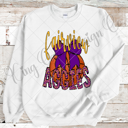 Fairview Aggies Basketball Sublimation PNG For Making T-Shirts, Tumblers, Mugs |Also Suitable For Stickers, DTF Transfers, Senior Scrapbooks