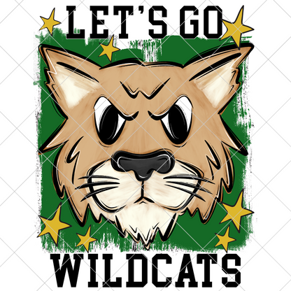 Wildcats Sublimation PNG For Making T-Shirts, Sweatshirts, Tumblers, Mugs And More | Green And Gold School Colors| Also Suitable For DTF | High Resolution Image | Wildcat Pride | Wildcat Spirit