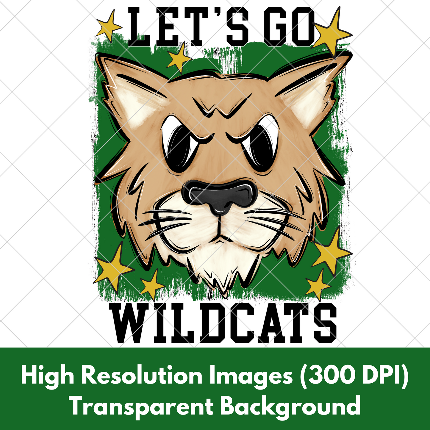 Wildcats Sublimation PNG For Making T-Shirts, Sweatshirts, Tumblers, Mugs And More | Green And Gold School Colors| Also Suitable For DTF | High Resolution Image | Wildcat Pride | Wildcat Spirit