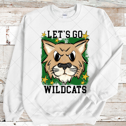 Wildcats Sublimation PNG For Making T-Shirts, Sweatshirts, Tumblers, Mugs And More | Green And Gold School Colors| Also Suitable For DTF | High Resolution Image | Wildcat Pride | Wildcat Spirit