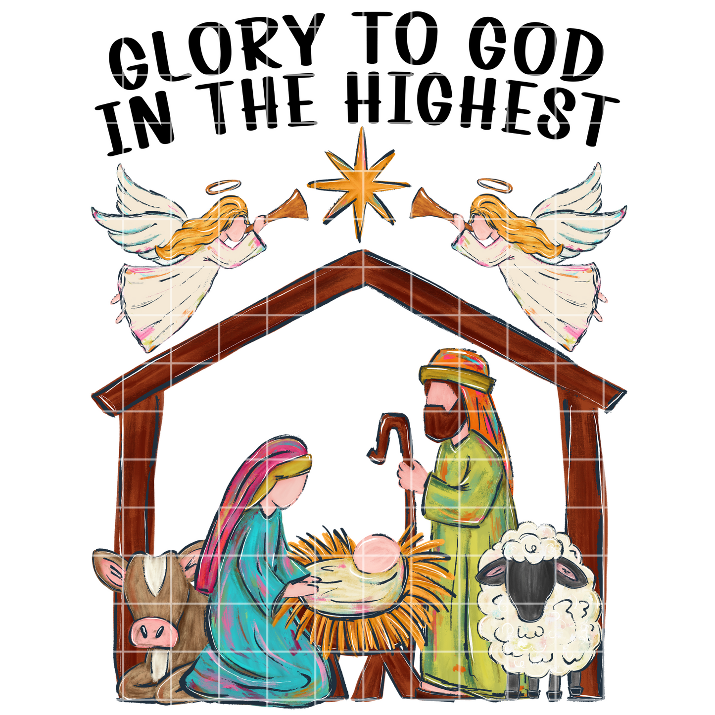 Nativity Christmas PNG Design For Making Shirts, Cups, Tumblers, Wall Art | Baby Jesus | Two Files Included | Light Skin | Brown Skin |High Quality, 300 DPI Image With Transparent Background
