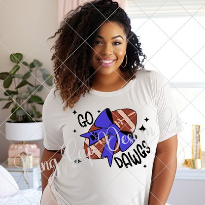 Go Dawgs Football With Blue Coquette Bow | Perfect Game Day Shirt For Bulldogs Fan | Great For Sublimation, DTF, Stickers And More | Make T-Shirts, Tumblers, Mugs | High Resolution, 300 DPI With Transparent Background