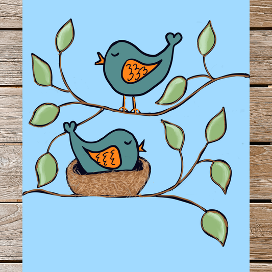 Nesting Birds Painting Template | Tracer For Painting | Acrylic Painting | Paint From Home | Tracer, Instructions, And Supply List Included