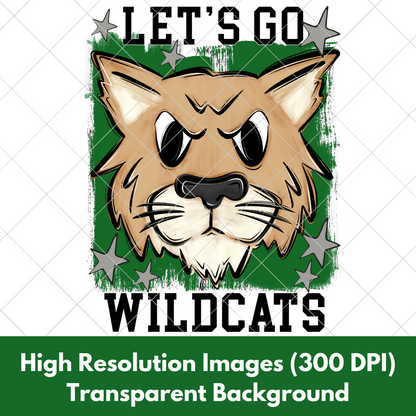 Wildcats Sublimation PNG For Making T-Shirts, Sweatshirts, Tumblers, Mugs And More | Green School Colors| Also Suitable For DTF | High Resolution Image | Wildcat Pride | Wildcat Spirit