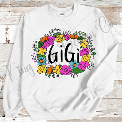 GiGi Sublimation | Cute Shirt For GiGi | Hand Drawn GiGi PNG For Sublimation | Floral GiGi Design For Tumbler | Gift For GiGi | Gigi Sticker