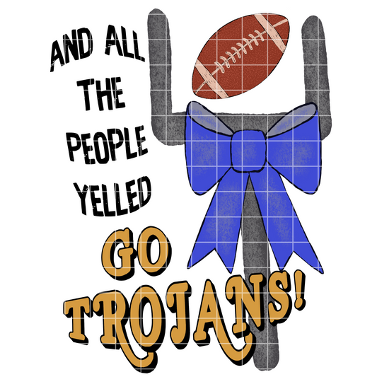 Blue And Gold Trojans Football T-Shirt PNG For Sublimation Or DTF Prints | 300 DPI, Transparent Background
