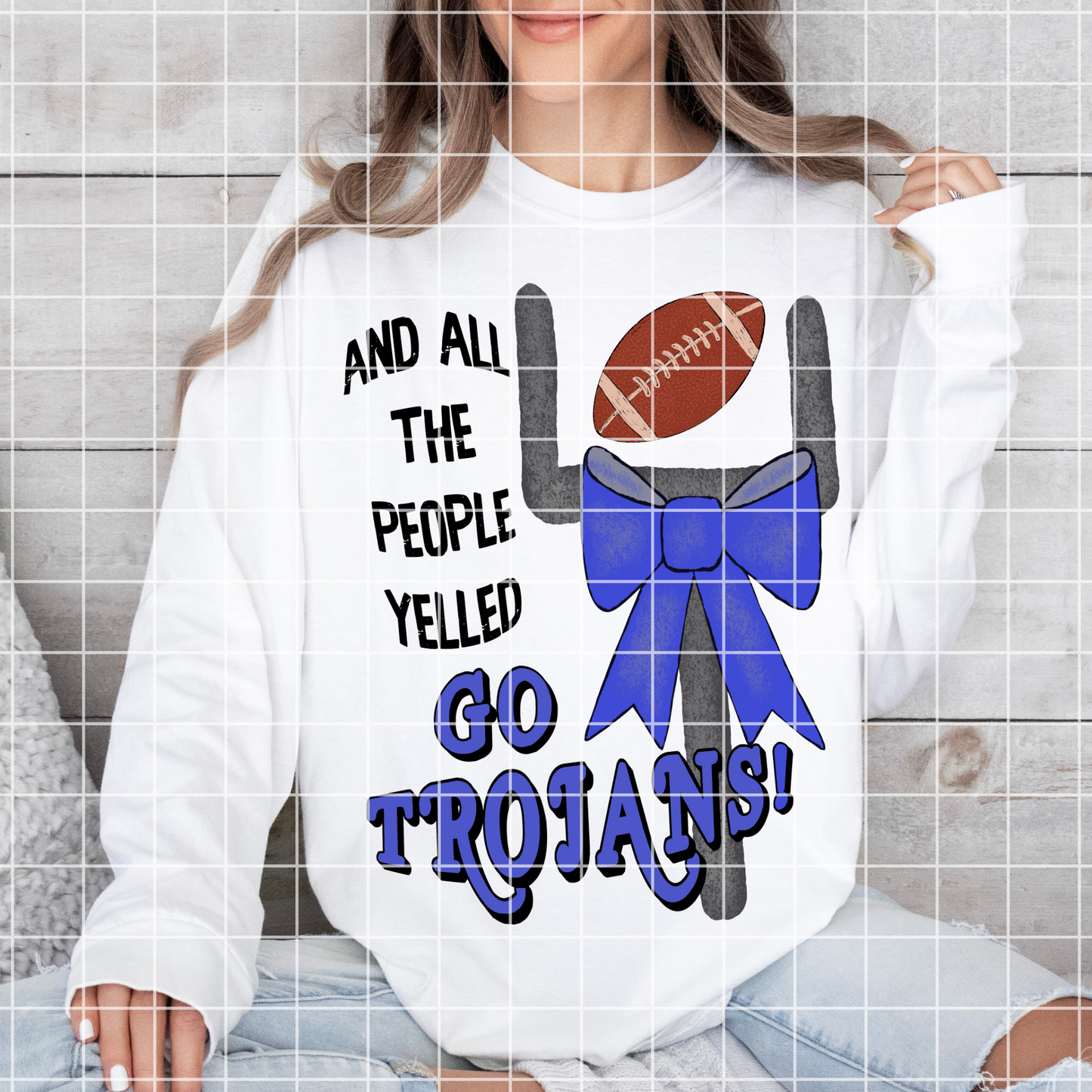 Blue Trojans Football T-Shirt PNG For Sublimation Or DTF Prints | 300 DPI, Transparent Background