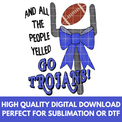Blue Trojans Football T-Shirt PNG For Sublimation Or DTF Prints | 300 DPI, Transparent Background