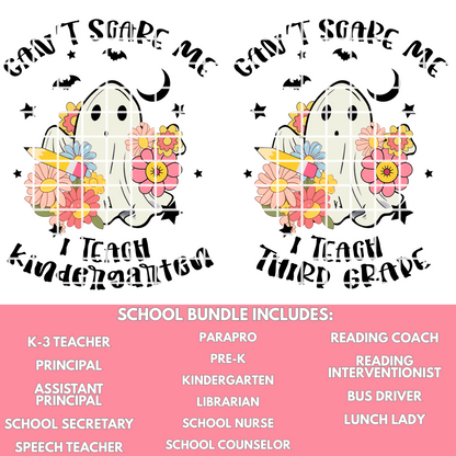 Halloween Shirt For Teacher Gift For Her Can't Scare Me I'm A Teacher Bundle Cute Ghost Halloween Shirt PNG Files T-Shirt Bundle T Shirt