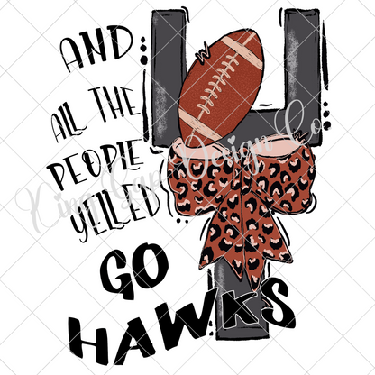 Hawks Sublimation | Hawks High School Football T-Shirt Design | Hawks Fan Game Day Shirt Design | Hawks Football Sticker | Hawks Tumbler PNG