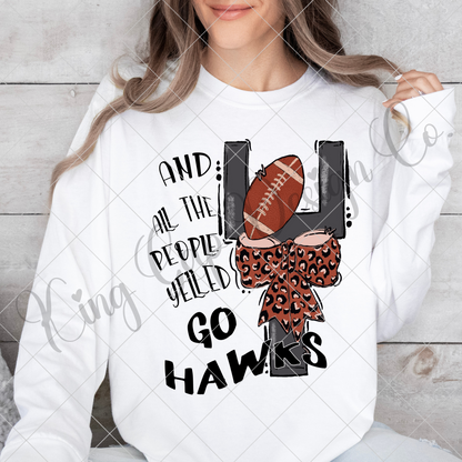 Hawks Sublimation | Hawks High School Football T-Shirt Design | Hawks Fan Game Day Shirt Design | Hawks Football Sticker | Hawks Tumbler PNG