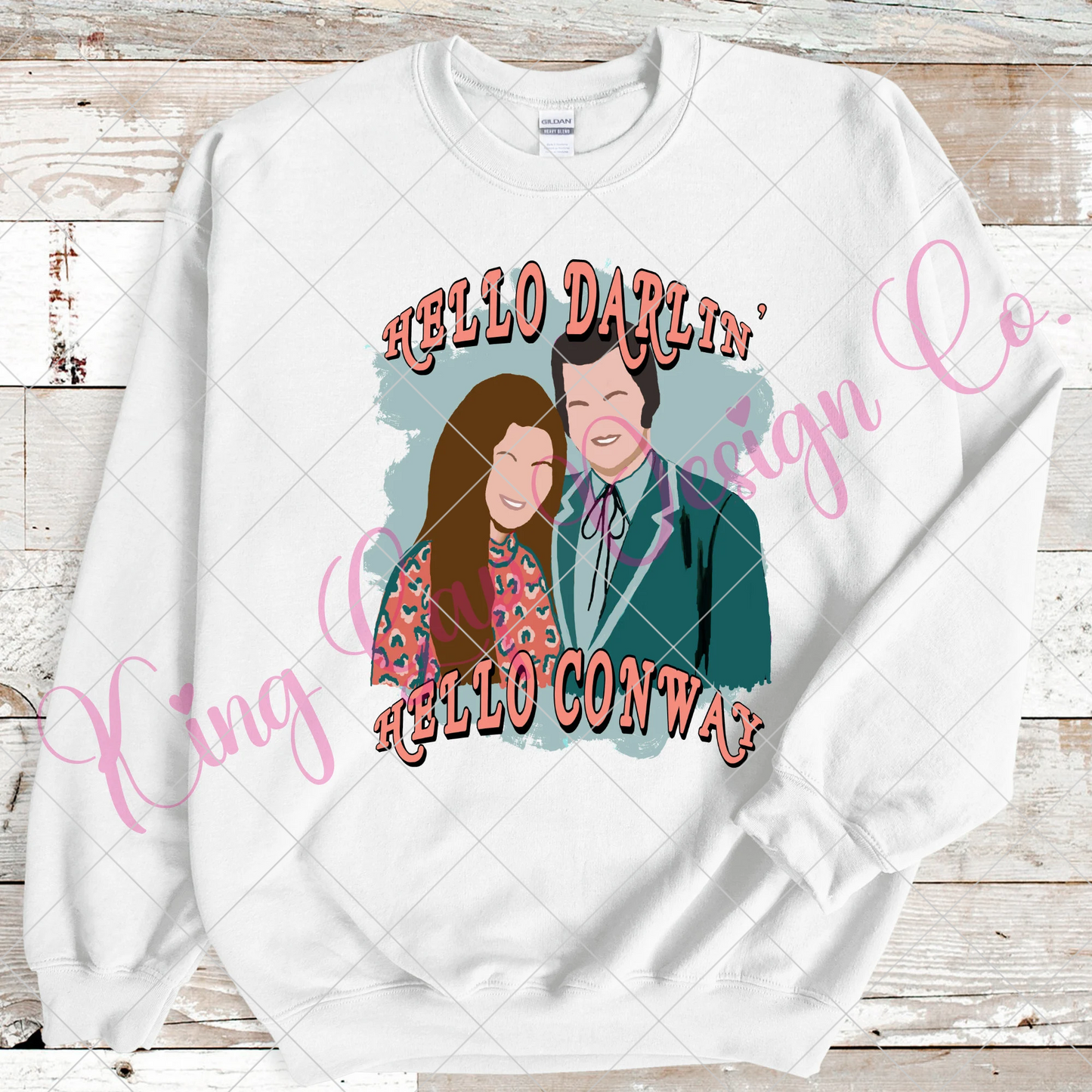 Hello Darlin' Sublimation Design For T-Shirt Classic Country Music Tumbler Sublimation Loretta Lynn And Conway Twitty Shirt PNG Hello Conway