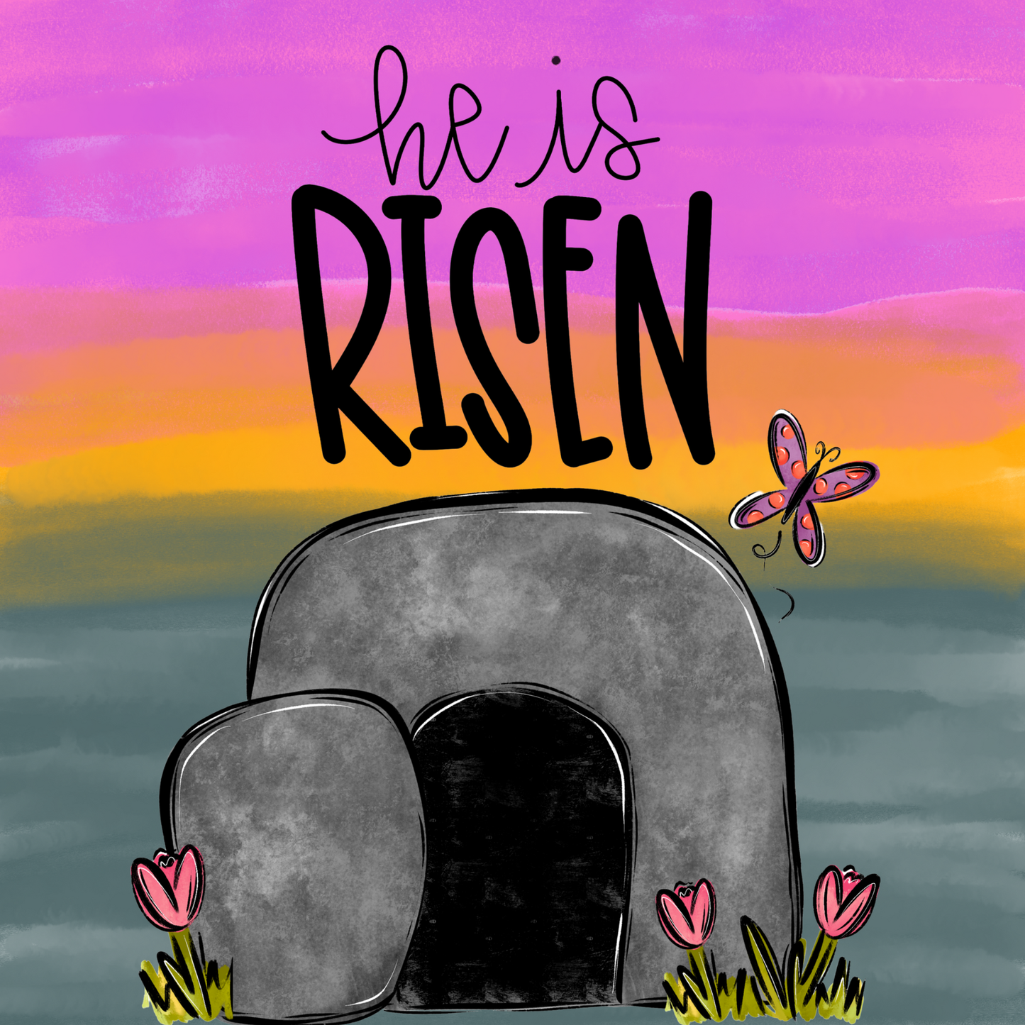 He Is Risen | Acrylic Painting | Paint From Home | Tracer, Instructions, And Supply List Included