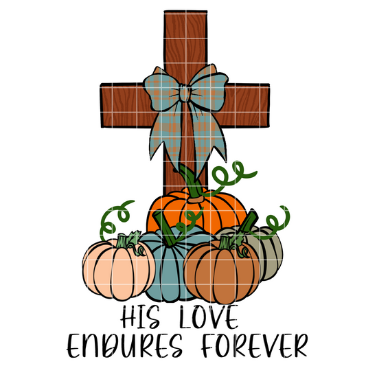Cute Christian Shirt For Fall Sublimation Or DTF, Cross With Pumpkins, 300 DPI PNG Image With Transparent Background