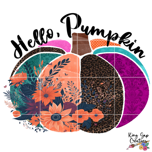 Cute Fall Sublimation Design To Make Shirts, Tumblers, Stickers, Dish Towels | Patterned Funky Pumpkin | Hello Pumpkin