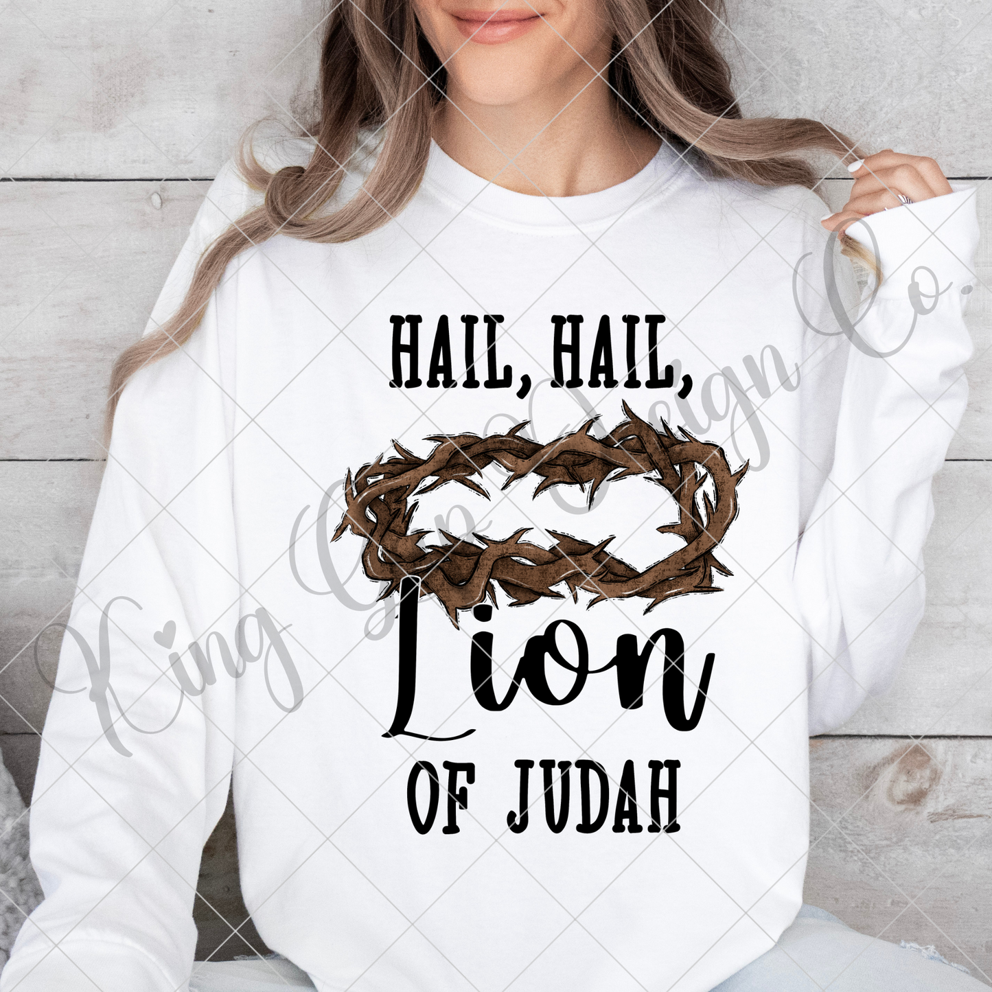 Lion Of Judah Christian T-Shirt Design | Crown Of Thorns PNG For Making T-Shirts, Tumblers, Stickers, Transfers, And More | High Quality Digital Download, 300 DPI With Transparent Background