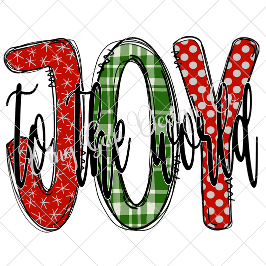 JOY Patterned Doodle Letter Christmas Sublimation File For Making T-Shirts, Tumblers, Mugs, Dishtowels | Also Suitable For DTF Printing |High Resolution, 300 DPI, Transparent Background