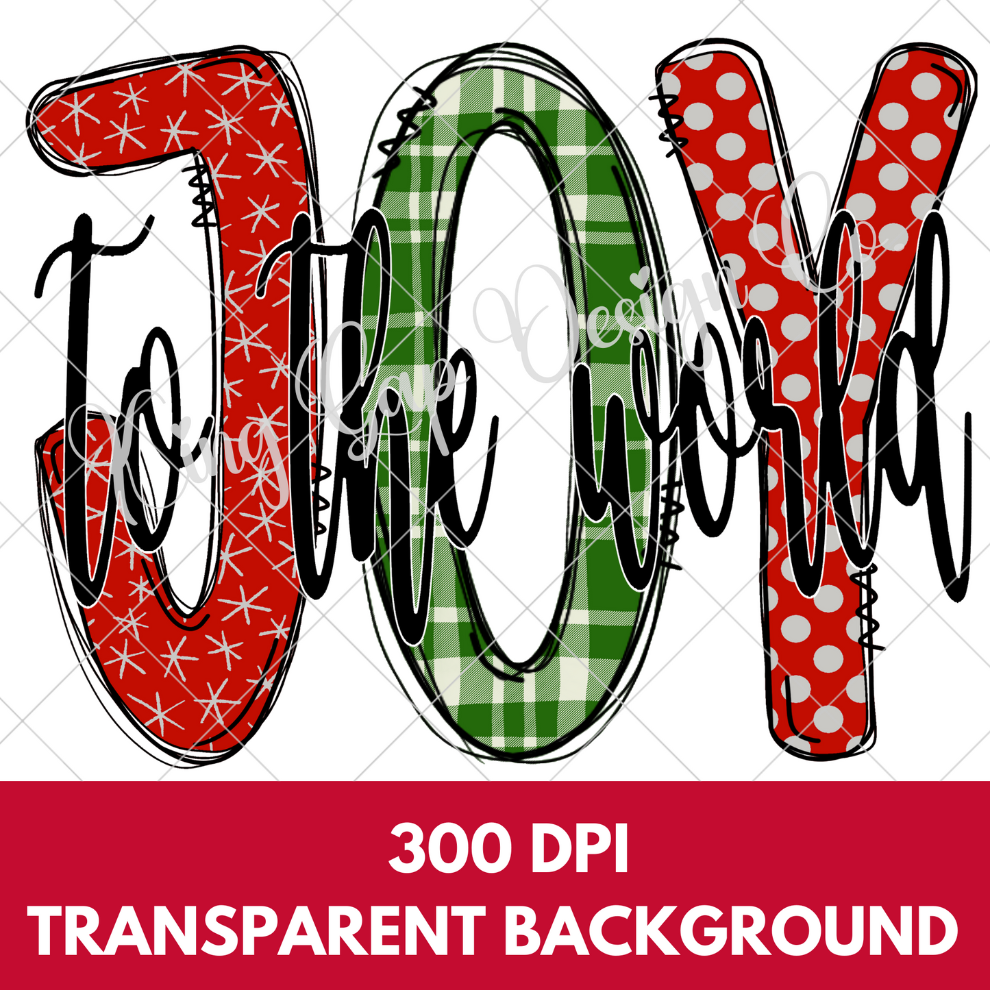 JOY Patterned Doodle Letter Christmas Sublimation File For Making T-Shirts, Tumblers, Mugs, Dishtowels | Also Suitable For DTF Printing |High Resolution, 300 DPI, Transparent Background