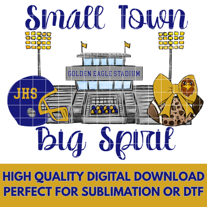 Jacksonville High School Football Sublimation | Golden Eagles | Blue And Gold School Colors | PNG For T-Shirts, Tumblers, Cups, Stickers| 300 DPI, Transparent Background