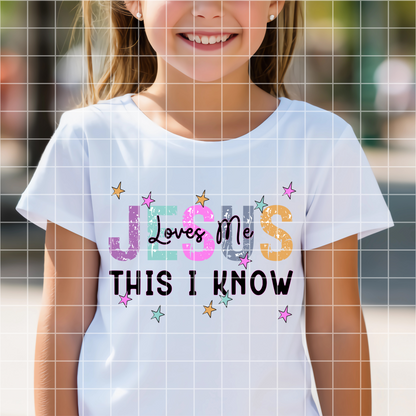 Jesus Loves Me T-Shirt PNG For Kids Shirt Or Ladies Shirt | Cute Christian Sublimation Design For Tumbler Or Shirt | Jesus Sublimation PNG