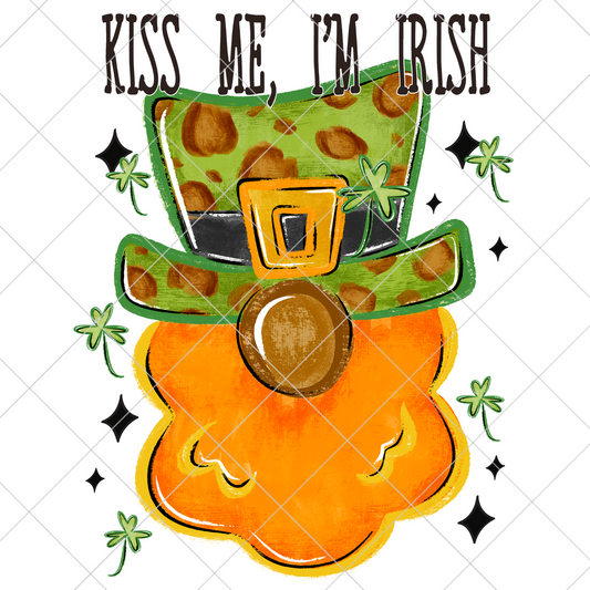 Kiss Me, I'm Irish | Dark Skinned Leprechaun Shirt Design | St. Patrick's Day PNG File For Making T-Shirts, Mugs, Tumblers, Stickers, Sublimation And DTF Transfers |High Resolution, 300 DPI, Transparent Background