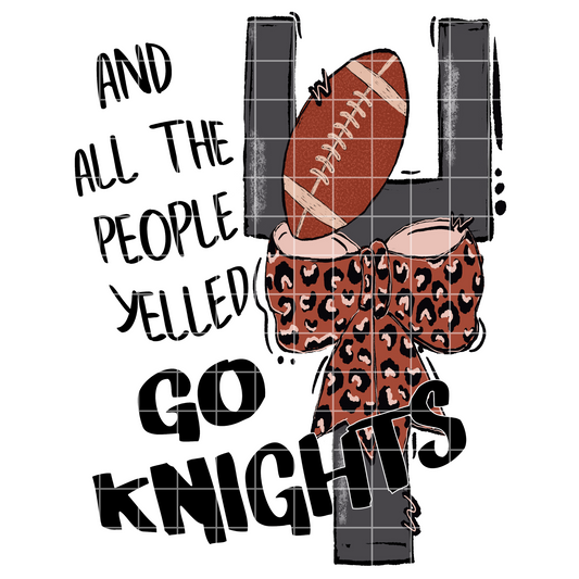 Knights Football Sublimation PNG For Making T-Shirts, Mugs, Tumblers | Shirt Design For Knights Fan | Hand Drawn Football With Coquette Bow