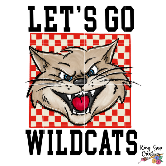 Cute Retro Wildcats Sublimation PNG For Making T-Shirts, Sweatshirts, Tumblers, Mugs And More | Red School Colors| Also Suitable For DTF | High Resolution Image | Wildcat Pride | Wildcat Game Day