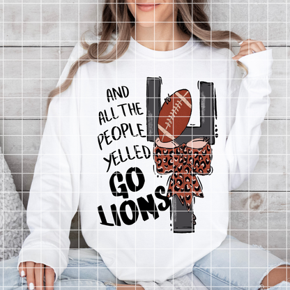 Lions Football Sublimation PNG For Shirt, Tumbler, Sticker, Mug | Shirt Design For Lions Football Fan | Lions T-Shirt PNG| Lions Tumbler PNG