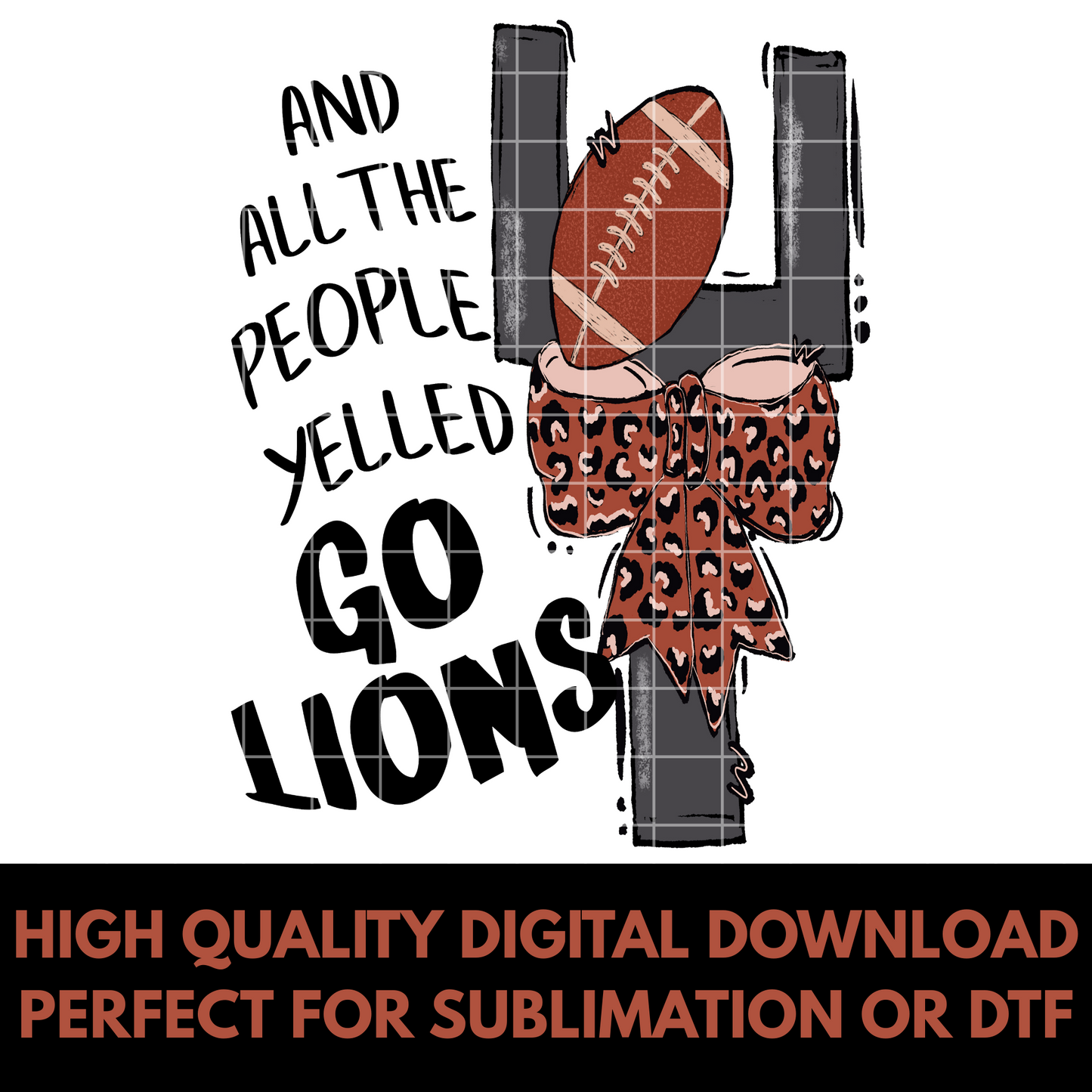 Lions Football Sublimation PNG For Shirt, Tumbler, Sticker, Mug | Shirt Design For Lions Football Fan | Lions T-Shirt PNG| Lions Tumbler PNG