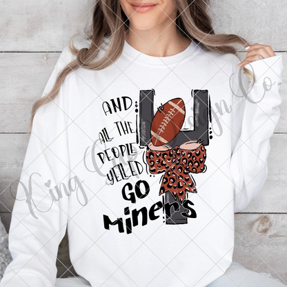 Miners Football Sublimation | Miners High School Football T-Shirt Design | Go Miners | Shirt For Miners Football Fan | Miners Sticker PNG