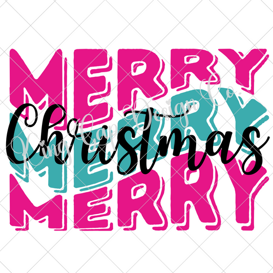 Merry Christmas PNG | Cute Shirt Design For Christmas | Pink And Teal | High Resolution, 300 DPI, Transparent Background | Perfect For Sublimation, DTF, Stickers, Mugs, Tumblers, Shirts And More