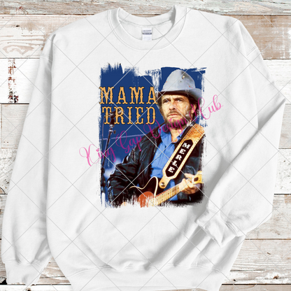 Merle Haggard Unisex T-Shirt PNG | Mama Tried | Country Lyrics PNG |  Gift For Country Music Fan| Tumbler Sublimation