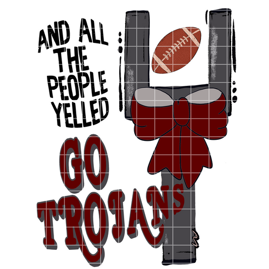 Maroon Trojans Football PNG For Sublimation Or DTF | Field Goal With Maroon Coquette Bow | 300 DPI Image Can Be Enlarged Without Becoming Pixelated