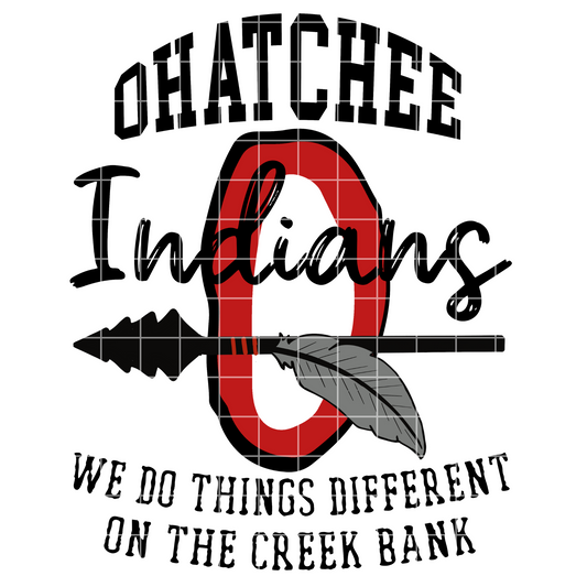 "O" For Ohatchee Indians Football Sublimation | Red And Black School Colors | PNG For T-Shirts, Tumblers, Cups, Stickers| 300 DPI, Transparent Background