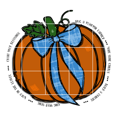 Cute Fall T-Shirt Sublimation PNG | Hug A Pumpkin Farmer | Hand Drawn Pumpkin With Blue Coquette Bow | 300 DPI, Transparent Background